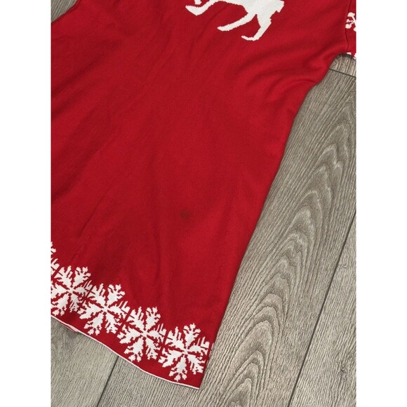 Girls Sweater Dress 10-12 Red White Reindeer Christmas Holiday Party Large - Picture 4 of 8